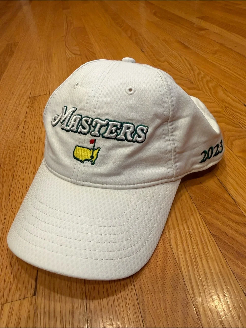 Masters White Golf Hat with Yellow Logo